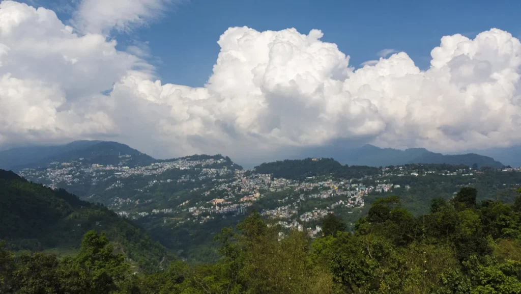 View of the capital of Sikkim Gangtok from Rumtek Monastery edited